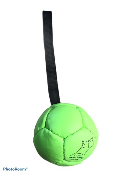 Ballon foot pour chien vert avec poignée